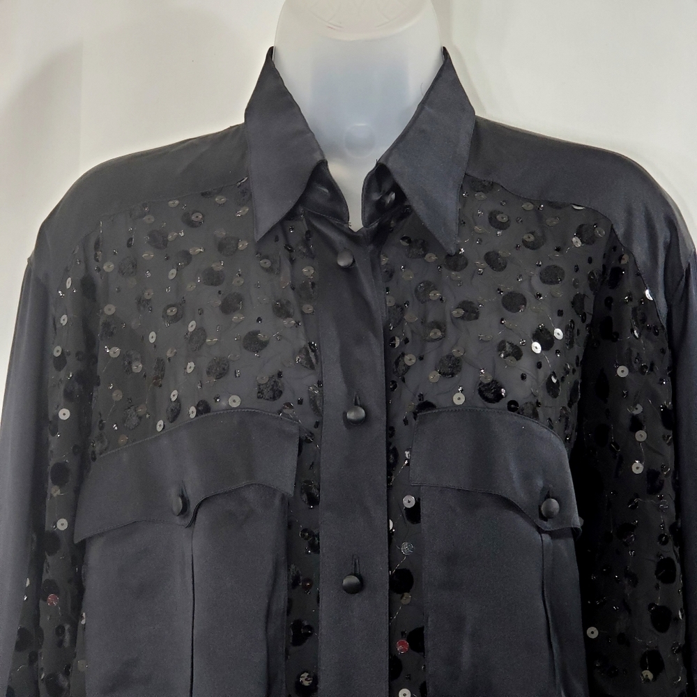 Escada Satin And Sequined Blouse - Picture 2 of 8